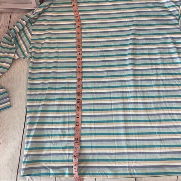 Colorful Striped Drop Shoulder Tee (Pastel Long Sleeve) Oversized Womens Top XS - Picture 7 of 8